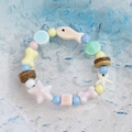 Colorful Jingdezhen ceramic beaded bracelet with fish and star shapes in soft pastel tones - Multi-shape Beaded Style (1523-02) / Apricot