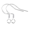 Pair of 925 silver plated ear hooks for DIY jewelry making on white background - Without Bead / Silver