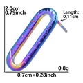Detailed macro view showing the precise dimensions of an iridescent stainless steel hoop earring - Long Oval Carved-Iridescent