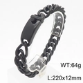 Pulsera de eslabones cubanos para hombre en acero titanio negro mate con cierre plano - 12mm Negro (KB181221-KJX)
