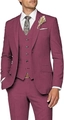 Slim fit three-piece men's suit in deep plum purple with blazer, vest and trousers - Burgundy