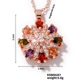 Detailed size specifications for a colorful zircon flower pendant necklace in rose gold - Waterdrop Zirconia Flower Style (KSN00267)