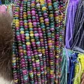 Abacus-shaped natural gemstone spacer beads in vibrant multi-color rainbow shades - 2015-enhanced Tourmaline / 5*8mm (approx. 73 pcs/strand)