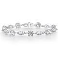 Elegante bracciale in argento 925 con cristalli a taglio marquise e rotondo per donna - 16cm