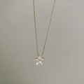 Minimalist gold star necklace featuring a white natural mother of pearl inlay pendant - 14K Gold Star Shell