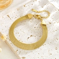 Collana girocollo a maglia intrecciata dorata in acciaio inossidabile su pietra beige - Bracciale / Oro