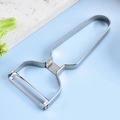 Silver Y-shaped stainless steel 3-in-1 peeler on marble background for kitchen - Stainless Steel Silver Small Serrated / Small