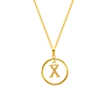 Gold plated titanium steel O-chain necklace featuring a zircon encrusted letter X pendant - Letter X (S-N051-X)
