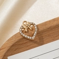 Golden heart bow pendant with white zircon inlay for DIY jewelry necklace making - Heart with Bowknot