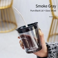 Short Grey+Black Lid+Clear Straw