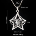 Collana con ciondolo a pentagramma e ragno d'argento con catena in acciaio inox da 70cm - Catena in acciaio inossidabile da 70 cm / Color Acciaio