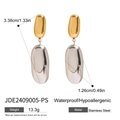 Orecchini a goccia bicolore in acciaio inossidabile lucido con finitura oro e argento - Stile a Goccia Bicolore Oro Argento (JDE2409005-PS)