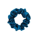 Navy blue 19mm mulberry silk scrunchie with soft pleated texture and glossy finish - 3.5cm/19 Momme / Teal