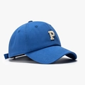 Navy blue baseball cap with white embroidered letter P in a classic collegiate style - Sky Blue