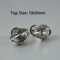 Punk style silver earrings with black and white zircon stones in 18x9mm size - NO 18
