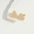 Elegant gold heart earrings with white pearl inlay and butterfly back closure - Small Pearl Heart