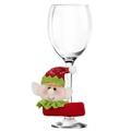 Christmas elf wine glass charm with red sequin hat and green collar decoration - Female Christmas Elf