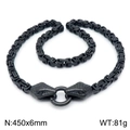 Ensemble collier et bracelet serpent en acier inoxydable noir pour homme style byzantin - Couleur Noir (45cm)
