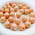 Oranje geruite acryl kralen met iriserende coating voor DIY sieraden maken - 16mm/Stuk / Oranje