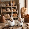 Set of two resin chef figurines in white outfits and red polka dot ties for home decor - Large Set of 2