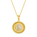 Collier doré avec pendentif lettre L, incrustation nacre blanche et bord torsadé - Lettre L (S-P005-L)