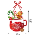 Christmas door hanger featuring hot cocoa mug and gingerbread man, size 30x27cm - Cup Style