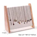 L-shaped wooden 3-tier necklace display stand with beige velvet finish and 20 slots - Beige Velvet