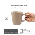 Minimalist latte ceramic mug with vertical fluted texture and large square handle - 500ml / A Grade / Grey Brown