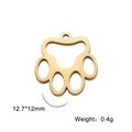 Gold dog paw stainless steel pendant for jewelry making, dimensions 12.7x12mm - Paw / Gold