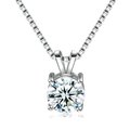 Elegante collana in argento sterling S925 con ciondolo in zircone tondo da 1 carato - Argento 925 / Zirconia Bianca