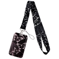 Butterfly print ID card holder with matching lanyard and durable metal lobster clasp - Black/White Butterfly Set