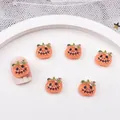 Cartoon orange pumpkin nail art charms with spooky expressions for Halloween manicures - #5 Pumpkin Ghost