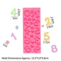 Rosa Silikonform mit Zahlen und Herzsternen für Kunstharz und Fondantbasteln 15,5 cm - 1# Zahlen & Formen / Rosa