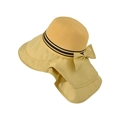 Bright yellow sun hat with large brim and neck protection flap for summer outdoor wear - Double Layer Shawl / Turmeric