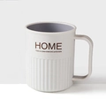 White minimalist dual-tone toothbrush cup with ergonomic handle and non-slip striped texture - White