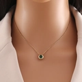 Minimalist gold stainless steel necklace featuring a round green zircon stone pendant - 6#Green