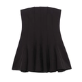 Elegant black strapless mini dress with structured vertical seams and flared hem on white background - XS / Black