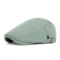 Classic light green men's cotton newsboy cap with vintage metal side buckles - Cyan