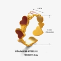 Adjustable stainless steel ring featuring gold-plated heart links with red and pink enamel - Gold Band / Red Heart