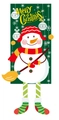 Weihnachtsbanner mit niedlichem Schneemann und Merry Christmas Schriftzug für die Tür - Grüner Schneemann-Stil