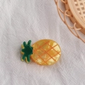 Cute pineapple hair clip with marble texture yellow acetate finish on white background - Pineapple