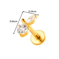 Titanium labret stud with gold flower design and sparkling zircon crystals - Marquise and Round Cluster (T2542-1#) / Gold