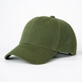 Detail of army green cotton baseball cap showing twill fabric and six-panel stitching - Adjustable / Army Green