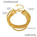 Detailansicht eines mehrlagigen goldenen Schlangenarmbands mit Maßen und S.Steel-Logo - Gold 4-lagiges Armband / 4 Schichten