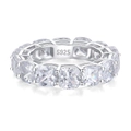 Sparkling S925 sterling silver eternity ring featuring full circle square-cut cubic zirconia - US 5 / White Square Eternity Ring(CBJZ014)
