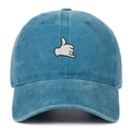 Vintage washed teal baseball cap with white Shaka embroidery for outdoor sun protection - Lake Blue