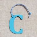 Sky blue litchi pattern leather letter C handbag charm with matching leather strap - Letter C Sky Blue
