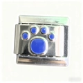 Silver stainless steel bracelet modular link featuring a blue paw print design - 4739-dark Blue Cat Paw