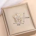 Spilla a stella dorata con zirconi chiari, 3cm x 2,5cm, sopra scatola regalo - Pentagramma
