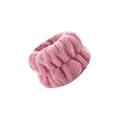 Soft pink plush wristband for face washing showing fluffy texture and elastic design - Bean Paste (Solid)